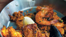 Seafood and chicken paella with chorizo Seafood and chicken paella with chorizo