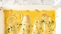 BAKED FISH WITH CREAMY LEMON SAUCE BAKED FISH WITH CREAMY LEMON SAUCE