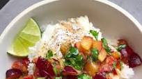 Roasted Cod with Soy Ginger Plum Salsa and Jasmine Rice Roasted Cod with Soy Ginger Plum Salsa and Jasmine Rice