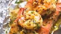 Garlic Dijon Shrimp and Salmon Foil Packs Garlic Dijon Shrimp and Salmon Foil Packs