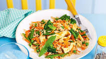 Vegetable fried rice with egg ribbons Vegetable fried rice with egg ribbons