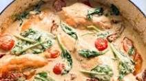 Creamy Skillet Tomato Spinach Chicken Breasts Creamy Skillet Tomato Spinach Chicken Breasts