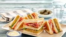 Club sandwich with veggie burger Club sandwich with veggie burger
