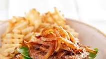 Open-Face Veg Burgers with Sauteed Onions Open-Face Veg Burgers with Sauteed Onions