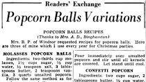 Old-fashioned popcorn ball recipe (1950) Old-fashioned popcorn ball recipe (1950)