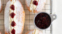 Baked Cream Buns with Vanilla Bean Cream and Jam Baked Cream Buns with Vanilla Bean Cream and Jam