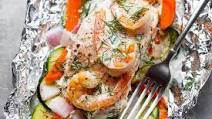 Creamy Shrimp and Salmon Foil Packs Creamy Shrimp and Salmon Foil Packs