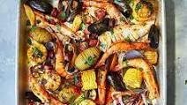 One-pan seafood roast with smoky garlic butter One-pan seafood roast with smoky garlic butter