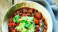 Mexican bean soup with guacamole Mexican bean soup with guacamole
