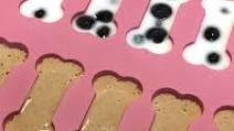Frozen Dog Bone Treats with Yogurt, Peanut Butter, and Fruit Frozen Dog Bone Treats with Yogurt, Peanut Butter, and Fruit