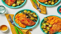 Kickin' Crispy Honey Chicken with Mashed Sweet Potatoes and Roasted Brussels Sprouts Kickin' Crispy Honey Chicken with Mashed Sweet Potatoes and Roasted Brussels Sprouts