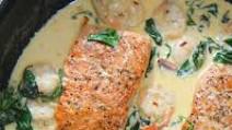 Creamy Garlic Salmon and Shrimp Creamy Garlic Salmon and Shrimp