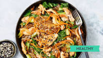 Korean Chicken Japchae with Sesame Seeds Korean Chicken Japchae with Sesame Seeds