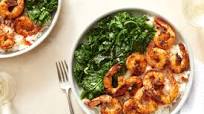 Cajun-Spiced Shrimp over Creamy Rice with Sautéed Kale Cajun-Spiced Shrimp over Creamy Rice with Sautéed Kale