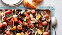 Sheet Pan Seafood Bake with Buttery Wine Sauce Sheet Pan Seafood Bake with Buttery Wine Sauce