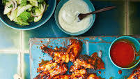 Sticky buffalo wings with blue cheese sauce Sticky buffalo wings with blue cheese sauce