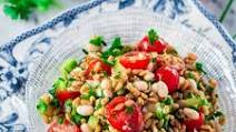 Spelt Salad with Navy Beans, Cherry Tomatoes and Cucumber Spelt Salad with Navy Beans, Cherry Tomatoes and Cucumber