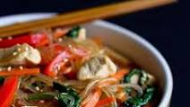 Korean Glass Noodles with Chicken & Vegetables (Japchae Recipe) Korean Glass Noodles with Chicken & Vegetables (Japchae Recipe)