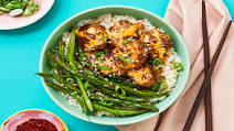 Firecracker Meatballs with Roasted Green Beans & Sesame Rice Firecracker Meatballs with Roasted Green Beans & Sesame Rice