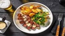 Pan-Fried Venison Steaks with Rosemary Potatoes and Creamy Mustard Sauce Pan-Fried Venison Steaks with Rosemary Potatoes and Creamy Mustard Sauce