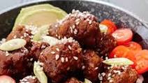 Teriyaki Beef Meatballs Donburi with Avocado, Tomatoes and Radish Teriyaki Beef Meatballs Donburi with Avocado, Tomatoes and Radish