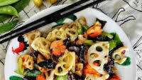 Lotus root stir-fry - quick and easy vegetarian dish Lotus root stir-fry - quick and easy vegetarian dish