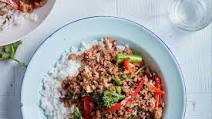 Spicy beef mince with jasmine rice Spicy beef mince with jasmine rice