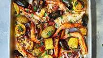 One-pan seafood roast with smoky garlic butter One-pan seafood roast with smoky garlic butter