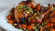 Sweet & Spicy Roast Chicken with Carrots, Dates & Pistachios Sweet & Spicy Roast Chicken with Carrots, Dates & Pistachios