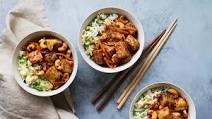 Chilli-fried tofu with egg-fried rice Chilli-fried tofu with egg-fried rice