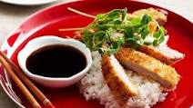Japanese pork schnitzel with teriyaki glaze Japanese pork schnitzel with teriyaki glaze
