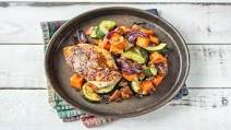 Honey Mustard Chicken with Baked Veggies Honey Mustard Chicken with Baked Veggies
