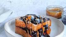 Brioche French toast with blueberry compote and maple peanut drizzle Brioche French toast with blueberry compote and maple peanut drizzle