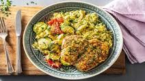 Winner Winner Chicken Orzo Dinner with Cheesy Roasted Zucchini and Tomato Winner Winner Chicken Orzo Dinner with Cheesy Roasted Zucchini and Tomato