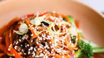 Vegan Japchae Style Noodles (stir-fried sweet potato noodles) Vegan Japchae Style Noodles (stir-fried sweet potato noodles)