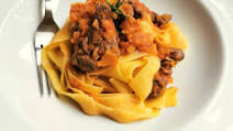 Tuscan wild boar ragu with pappardelle pasta Tuscan wild boar ragu with pappardelle pasta