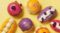 Iced buns with cream & jam Iced buns with cream & jam