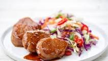 Korean Pork Medallions with Sriracha and slaw Korean Pork Medallions with Sriracha and slaw