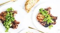 Grilled Pork Chops with Tomato and Peach Salad Grilled Pork Chops with Tomato and Peach Salad