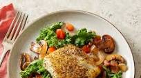 Herby Mediterranean Fish with Wilted Greens & Mushrooms Herby Mediterranean Fish with Wilted Greens & Mushrooms