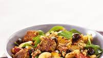 Vegetarian Haggis with Warm Butter Bean and Spinach Salad Vegetarian Haggis with Warm Butter Bean and Spinach Salad