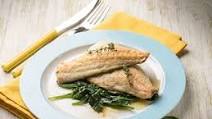 Grilled Fish Fillet with Spinach in a Thai Sauce Grilled Fish Fillet with Spinach in a Thai Sauce