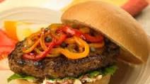 Italian Sausage Burgers with Peperonata & Creamy Tomato Spread Italian Sausage Burgers with Peperonata & Creamy Tomato Spread