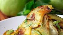 SAUTEED CHAYOTE SQUASH AND POTATOES with shallots and mint SAUTEED CHAYOTE SQUASH AND POTATOES with shallots and mint