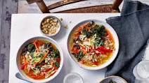 Japanese rice bowl with kale chips Japanese rice bowl with kale chips