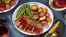 Sirloin and Tangy Steak Sauce with Crispy Green Beans and Rosemary Potatoes Sirloin and Tangy Steak Sauce with Crispy Green Beans and Rosemary Potatoes