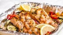 Keto Garlic Mustard Shrimp & Salmon Traybake Keto Garlic Mustard Shrimp & Salmon Traybake