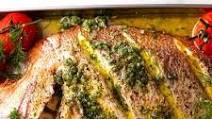 Whole Baked Fish – Herb-stuffed with Garlic & Dill Butter Sauce Whole Baked Fish – Herb-stuffed with Garlic & Dill Butter Sauce