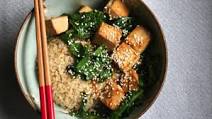 Marinated Tofu with Asian Greens & Rice Marinated Tofu with Asian Greens & Rice