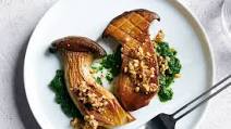 King Oyster Mushroom Steaks with Pesto and Almond Aillade King Oyster Mushroom Steaks with Pesto and Almond Aillade